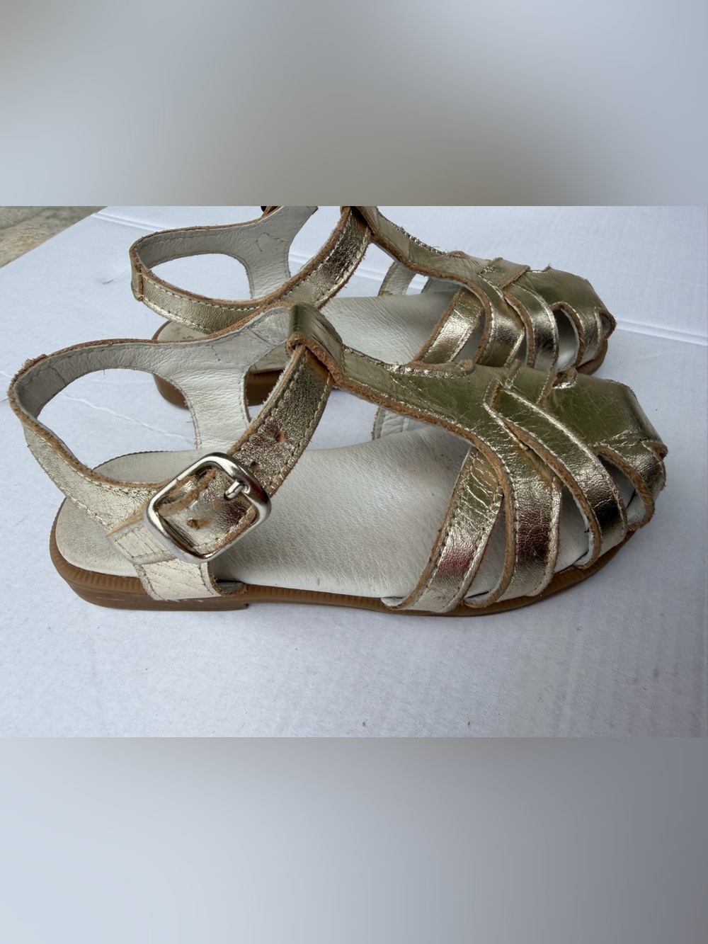 La Coqueta Sophia Sandal Metallic Gold Leather Girls Sandals | EU 26 - Picture 9 of 15